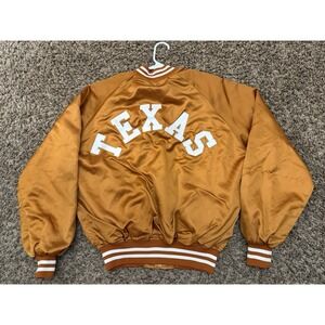 Vintage Howe Texas Longhorns 1980 Satin Bomber Jacket Men Burnt Orange Size XL